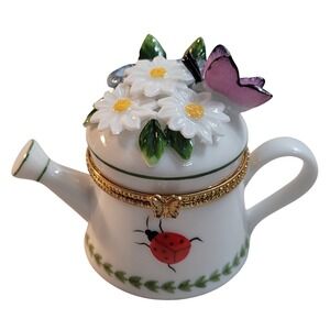 Portmeirion Botanic Garden Watering Can Trinket Box Butterfly Flowe r bee inside